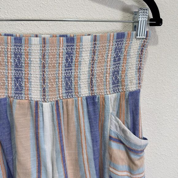 Anthropologie Shorts Womens‎ Small Blue Striped Smocked Beachy Boho Resort Comfy - Picture 6 of 14